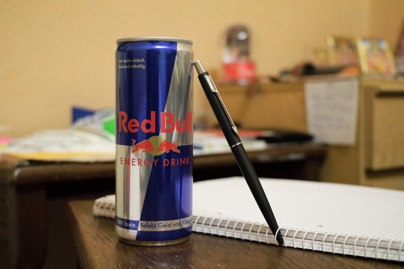 focus on foreground, equipment, redbull, studyroom, germany, blackpen, arrow, wings, table, science, still life, test tube, room, healthcare and medicine
