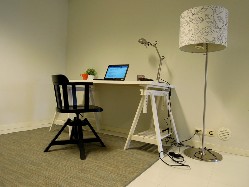 seat, desk, office chair, electric lamp, chair, office room, connection, white, furniture, workbench, communication, ikea, wireless technology, laptop