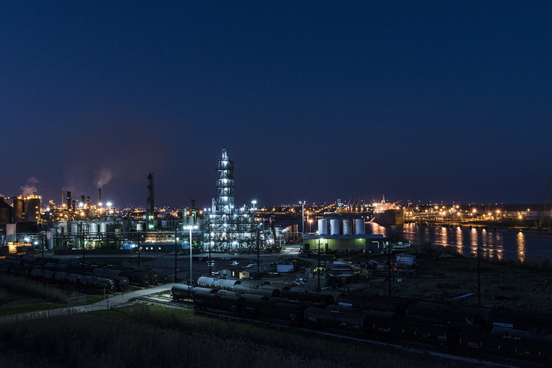 night, fuel and power generation, architecture, 1080P, work, industry, business, no people, distillation, oil refinery, oil industry, sky, factory, environment