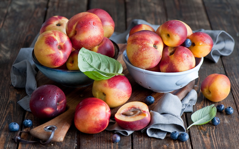 Fruit, Red, 2K, Blueberries, Sweet, Nectarines