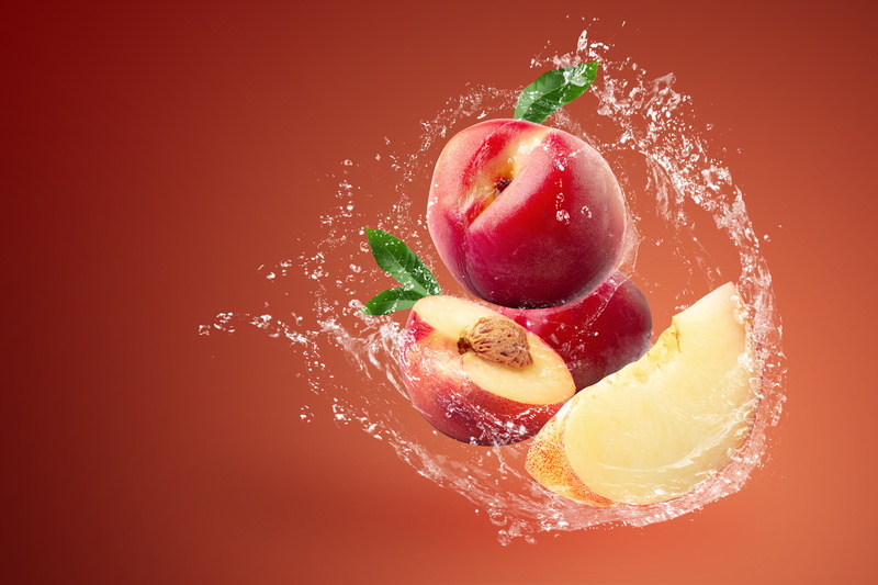 water, 5K, background, splash, squirt, nectarine