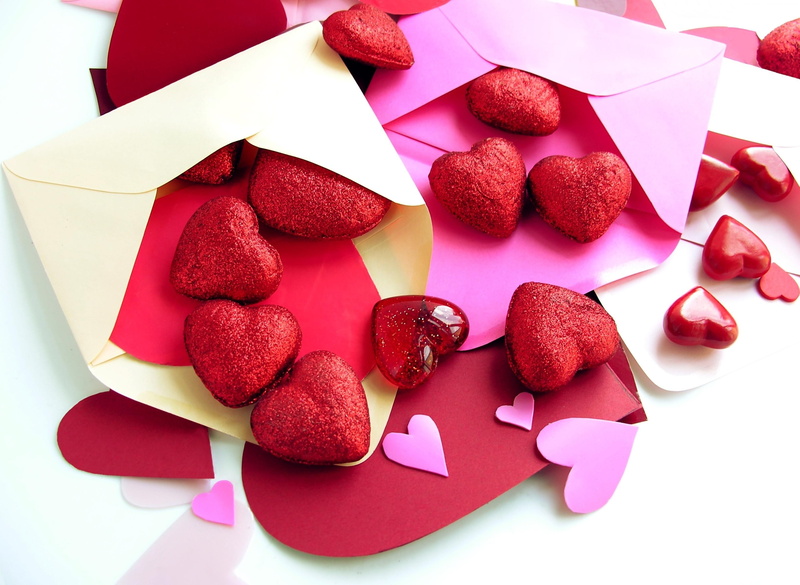 romantic, candy, letter, table, temptation, valentines day - holiday, high angle view, love, decorations, food, sweet, indoors, red, no people, food and drink