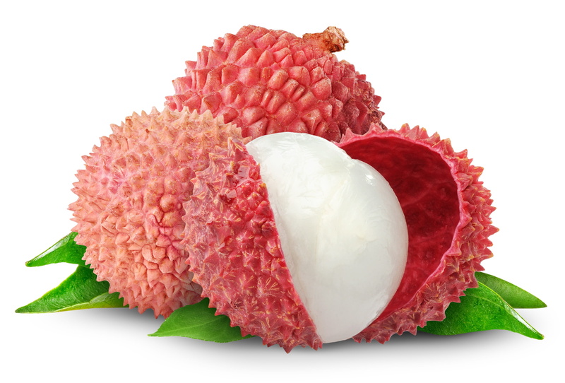 indoors, no people, white background, lychee, fruit, plant part, delicious, cut out, pink color, healthy eating, nature, studio shot, tropical fruit, red