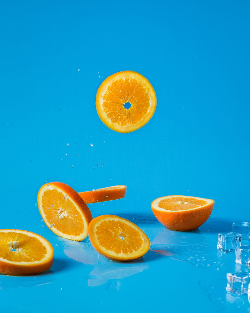 wellbeing, 1080P, juice, slice, glass, blue, freshness, orange color, no people, sliced, refreshment, drink, food and drink, orange - fruit, healthy eating