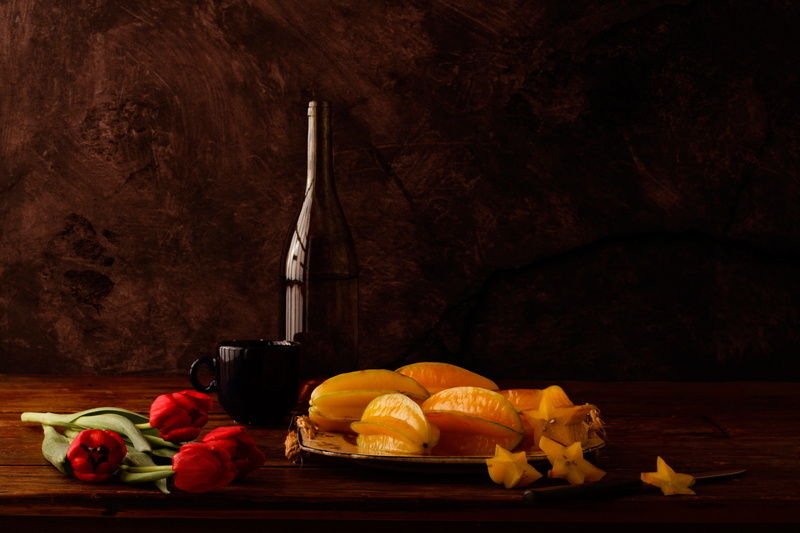 still life, 1080P, carambola, tulips