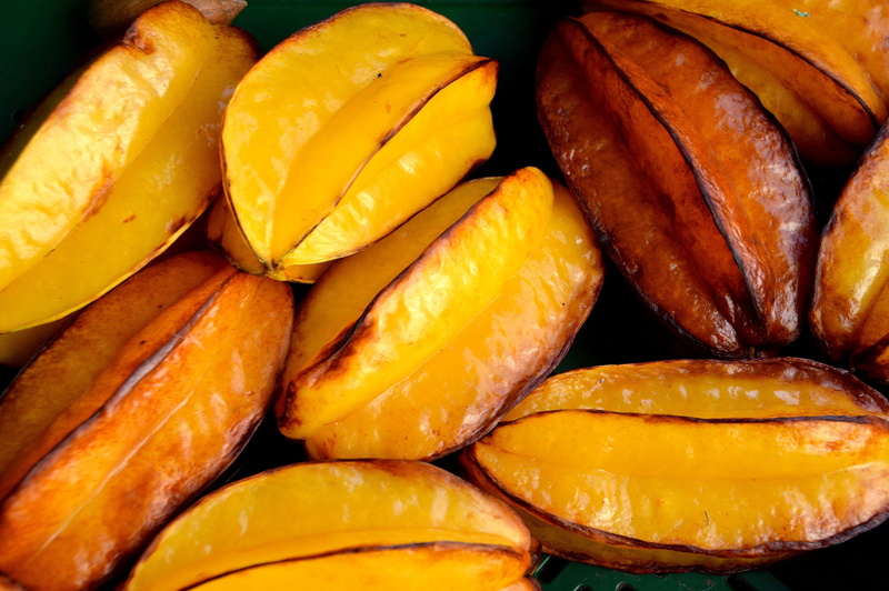 ripe, retail, healthy eating, indoors, left untreated, 4K, yellow, carambolas, food and drink, naturkost, still life, food, bio, large group of objects