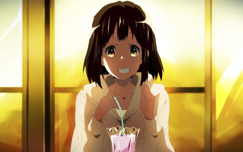 young adult, milkshake, anime girls, looking at camera, close-up, holding, 720P, brunette, casual clothing, home interior, indoors, short hair, real people