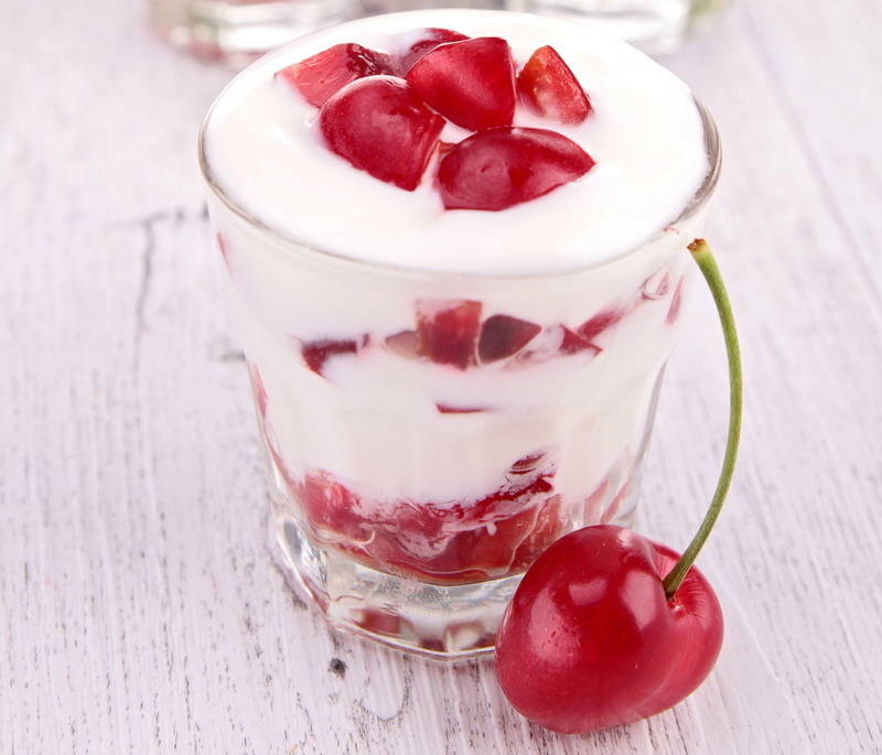 milkshake, dessert, cherry, yogurt, 4K, cocktail, berries