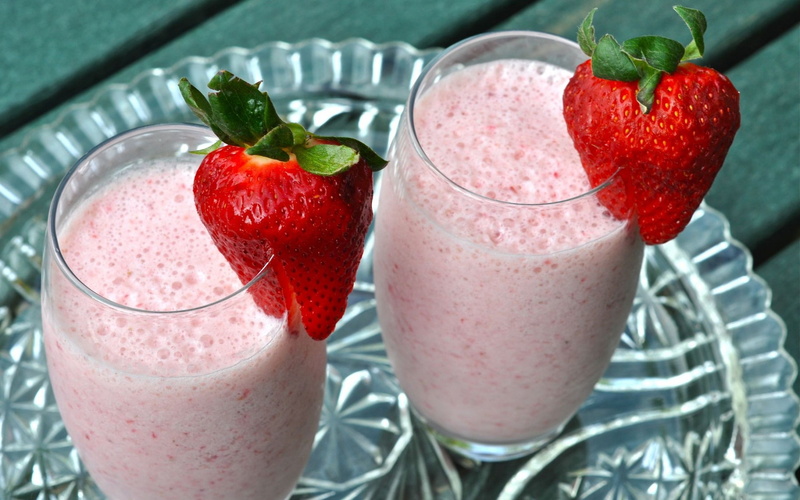 1080P, strawberries, drinks, milkshakes
