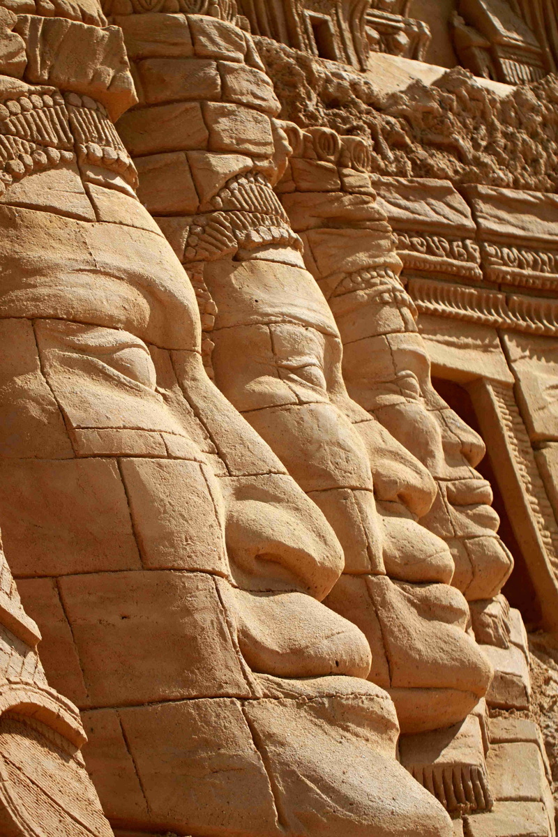 old ruin, stone material, carving, 4K, Statue, famous Place, sand picture, talent, art, creativity, face, human representation, sand, low angle view, representation