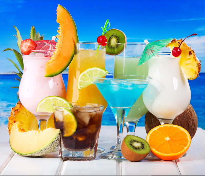 lime, cocktail, 8K, lot, cocktails, coconut, orange, assorted, drinks, kiwi, pineapple, melon