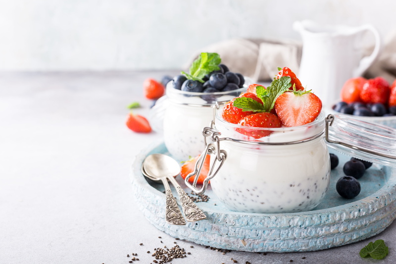 Yogurt, Blueberry, 5K, Food, Fruit, Strawberry, Still Life, Berry