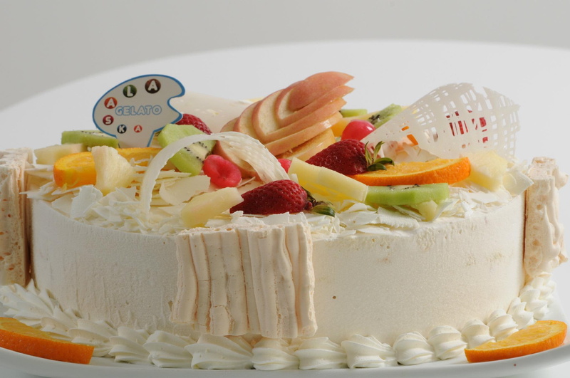 kiwi, pineapple, strawberry, 3d and abstract, green, orange, 1080P, white, fruit, cake, apple
