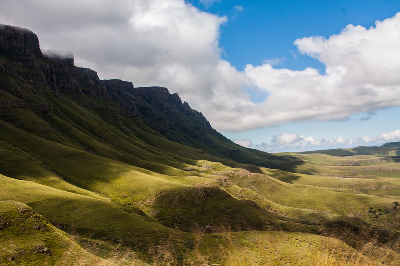 cloud - sky, sky, mountain, rolling landscape, 4K, landscape, plant, remote, green color, idyllic, lesotho, environment, no people, tranquil scene, land
