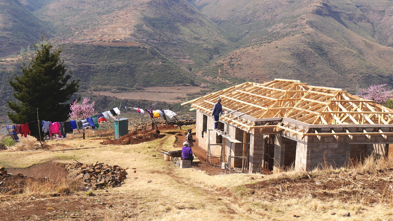 mountain, landscape, 4K, built structure, men, day, adult, lesotho, people, lifestyles, architecture, tree, outdoors, land, real people, environment, building exterior
