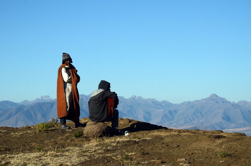 mountain range, nature, rear view, people, environment, africa, blue, sky, lesotho, leisure activity, tranquil scene, malealea, copy space, gates of paradise pass