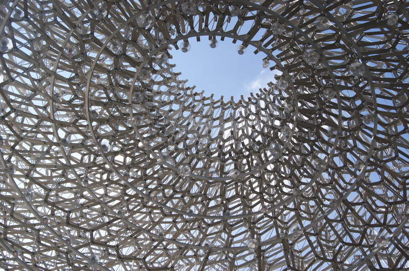 4K, sculpture, sunlight, ceiling, full frame, skylight, nature, backgrounds, metal sculpture, steel, circle, the hive at kew, kew, geometric shape, textured