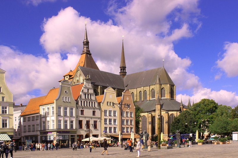 rostock, travel destinations, nature, cityscape, tower, building exterior, spire, city life, marketplace, cloud - sky, architecture, historically, built structure