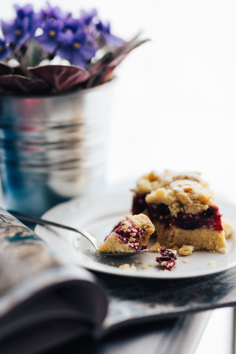 violet, beautiful, selective focus, food And Drink, cake, book, sweet, serving size, eating utensil, freshness, fruitcake, indoors, pot, table, Flowers