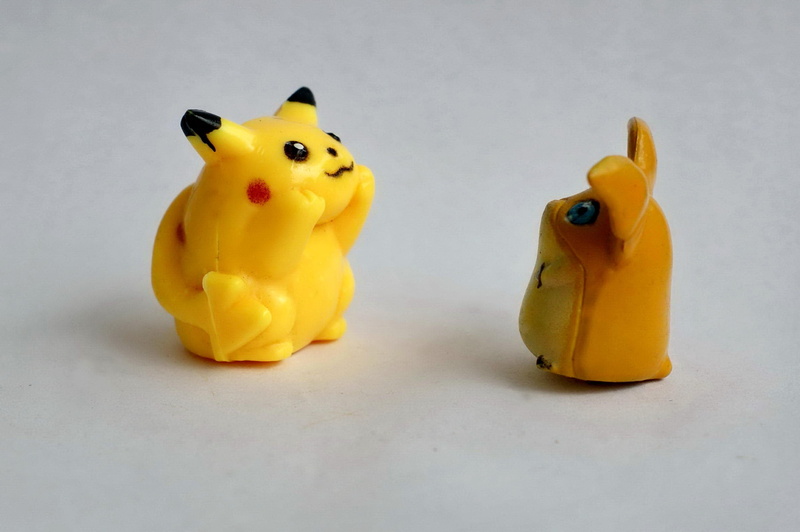 fantasy, mascot, 1080P, indoors, animal representation, poultry, hobby, symbol, two objects, play, decoration, mammal, yellow, toys, figurines, creativity