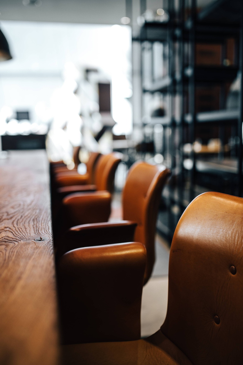 food and drink, absence, brown, Gdansk, hotel, interior, puro hotel, seat, focus on foreground, visit, restaurant, luxury, puro, furniture, empty, in a row