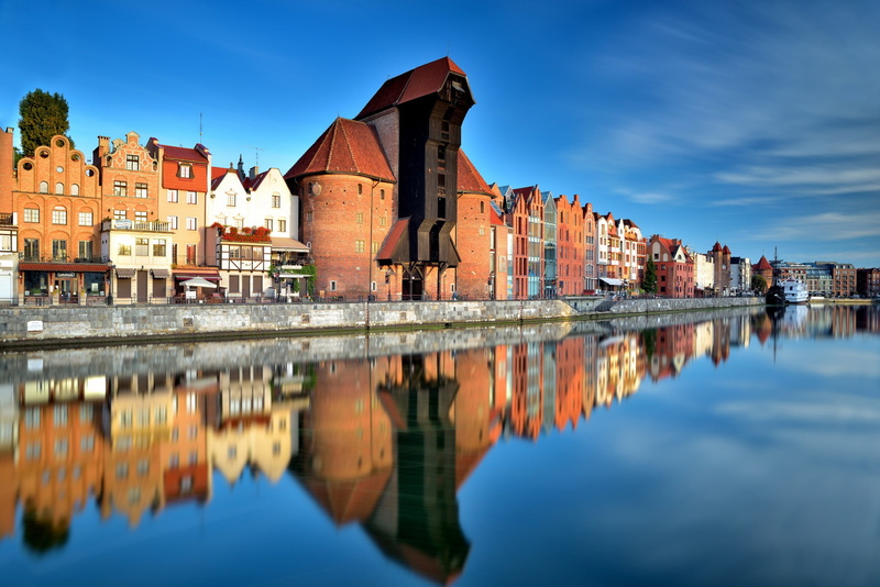 Motlawa channel, 1080P, Pomeranian, Gdansk, Poland, Old Town