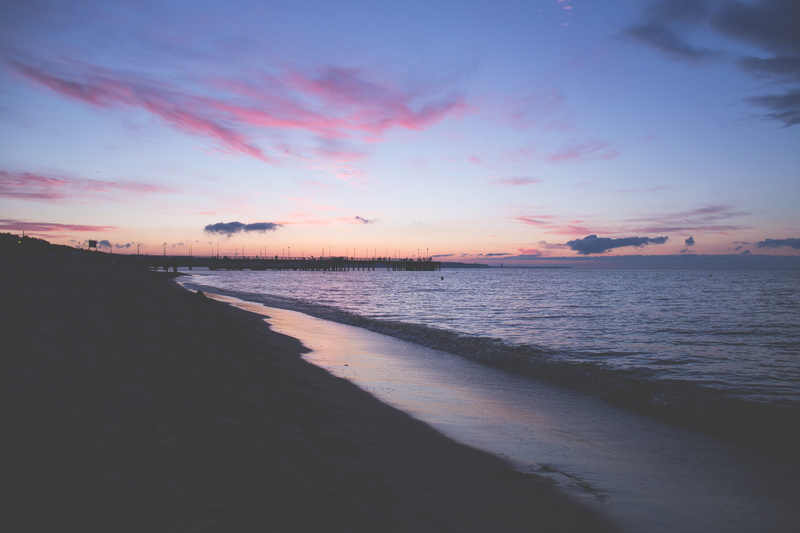 pink, horizon over water, beach, poland, non-urban scene, evening, water, reflection, gdansk, no people, waves, cloud - sky, sunset, idyllic, nature, horizon