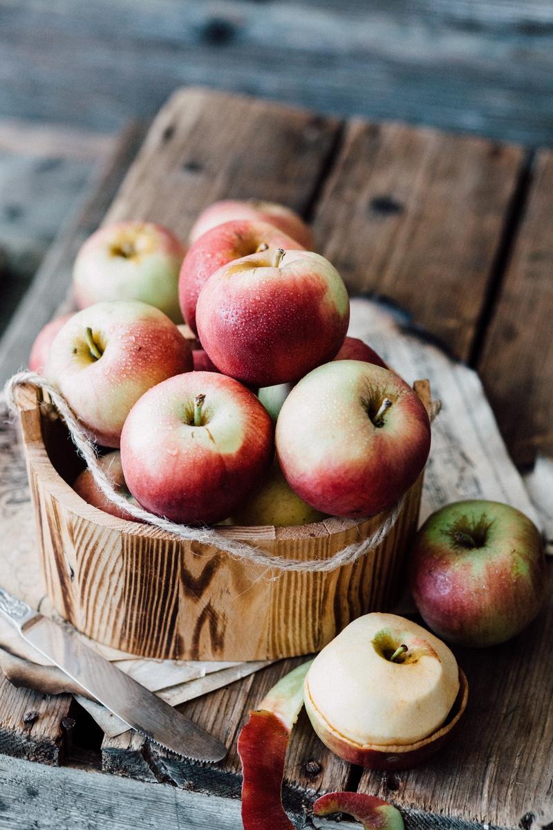 freshness, fruity garden, wicker, healthy eating, autumn, outdoors, still life, rural, eco, group of objects, 5K, photography, wood - material, apple - fruit