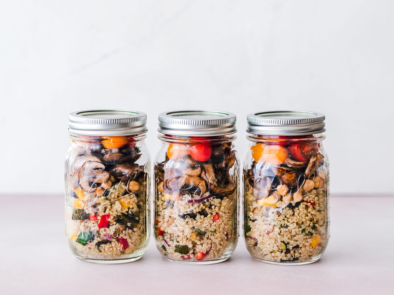 mason jar, vase, vegetable, 5K, confetti, food, healthy eating, lunch, jar, studio shot, confectionery, homemade, wellbeing, glass, in a row, indoors