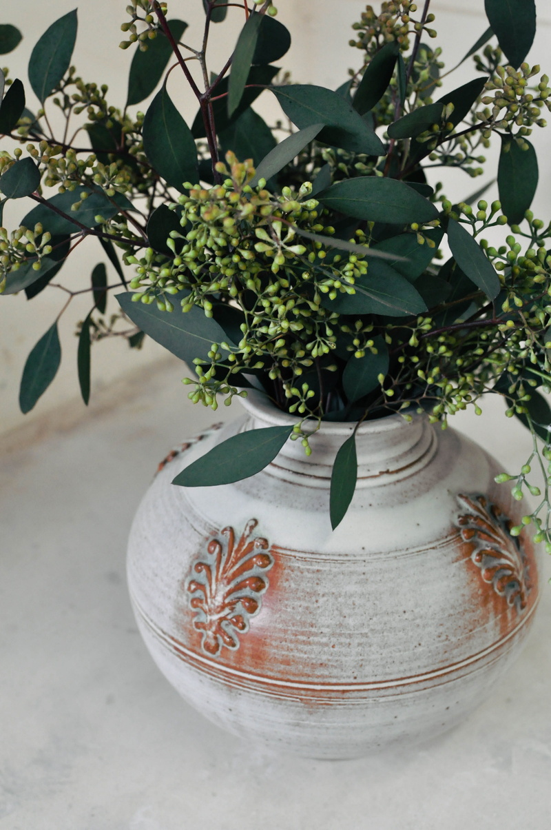 herbs, leaf, vase, flower head, beverage, no people, sphere, blossom, freshness, houseplant, plant part, planter, outdoors, eucalyptus, focus on foreground