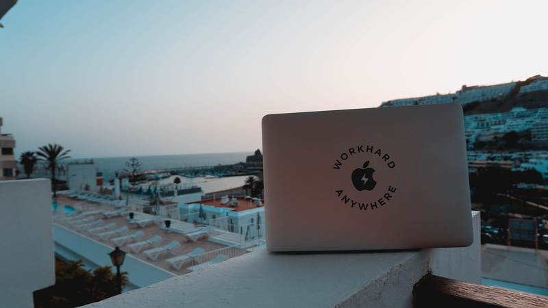 spain, communication, workhard, railing, no people, water, city, information sign, puerto rico de gran canaria, sea, sunset, view, sky, sign, copy space