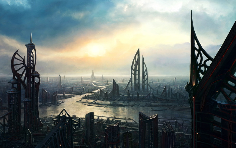 abstract, spines, fantasy, cold, cg, future, d, City, hd, 1080P, art