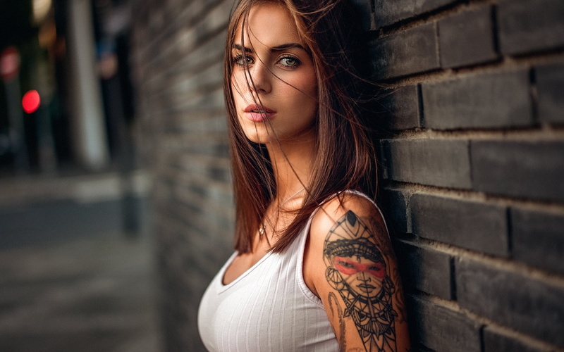 Martin Kühn, model, look, tattoo, girl, Marlen Alvarez Valderrama, 1080P