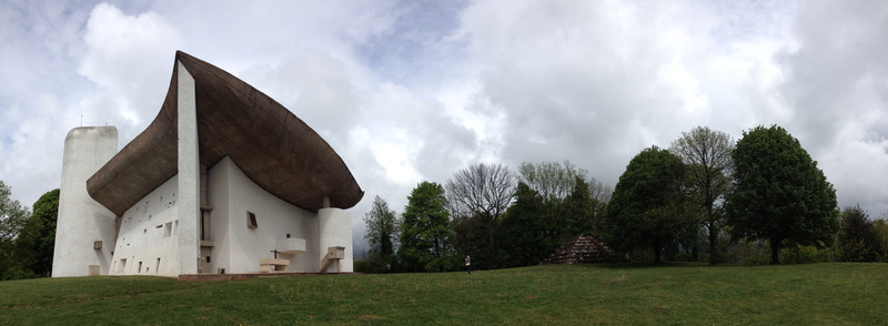 tree, architecture, day, panoramic, landscape, building, ronchamp, le corbusier, environment, cloud - sky, 5K, place of worship, belief, plant, building exterior