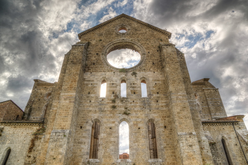 wall, clock, cathedral, cloud - sky, brown, tuscany, the past, 5K, sky, medieval, tower, gothic style, no people, cloudy, nature, place of worship, building
