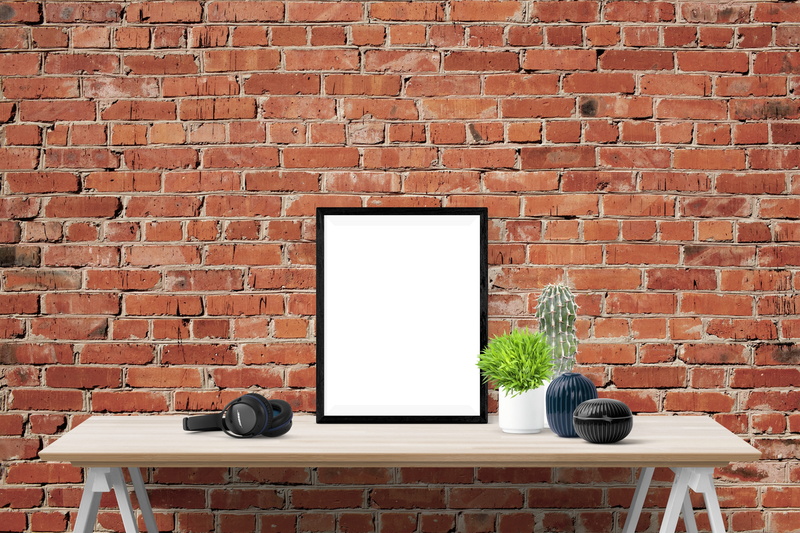 copy space, communication, frame, brown, wall, plant, plants, connection, wall - building feature, technology, blank, 4K, table, indoors, no people, headphone