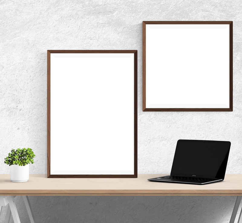 communication, empty, technology, table, blank, picture frame, copy space, modern, wireless technology, wood - material, wall, no people, frame, desk, poster