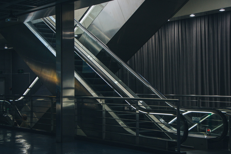 pattern, staircase, connection, architecture, 5K, lights, shanghai urban planning exhibition center, lighting equipment, illuminated, indoors, reflection