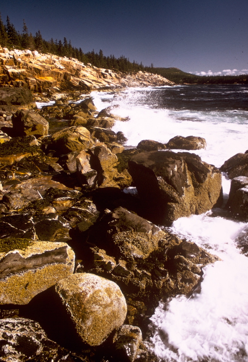 public domain, landscape, non-urban scene, solid, rock - Object, tranquil scene, nature, blue, beach, surf, Maine, Shoreline, acadia, waters Edge, flowing