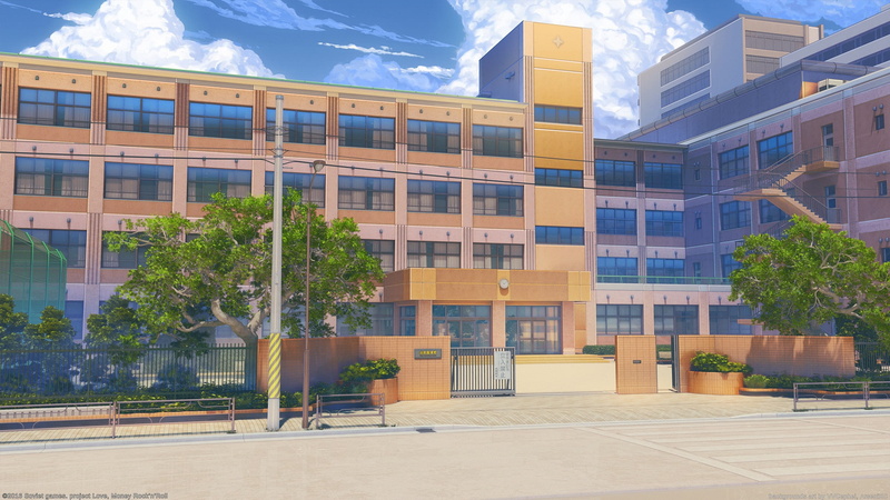 1080P, road, School view, Love Money Rock’n’Roll, the building, trees