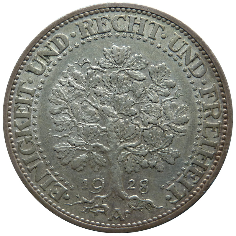 studio shot, weimar republic, oak tree, business, cut out, white background, metal, wealth, coin, investment, silver colored, single object, no people