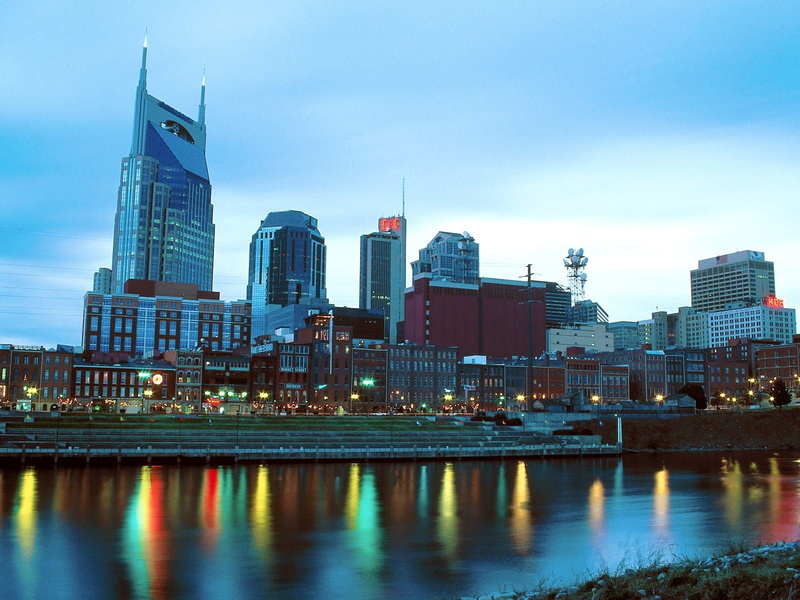 tower, tall - high, architecture, office, building exterior, nature, skyscraper, sky, waterfront, cityscape, Nashville, river, financial district, building