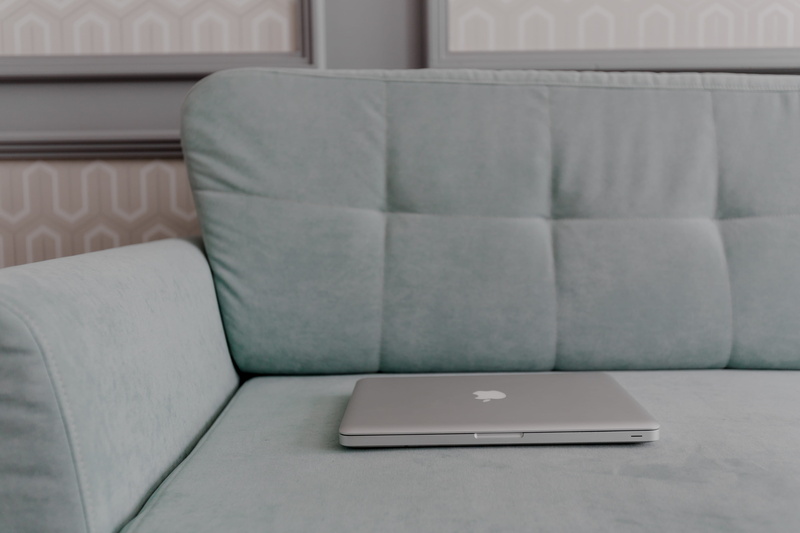 macbook, business, no people, 5K, indoor, technology, modern, computer, minimal, indoors, gray, minimalist, relaxation, furniture, coffee table, chair