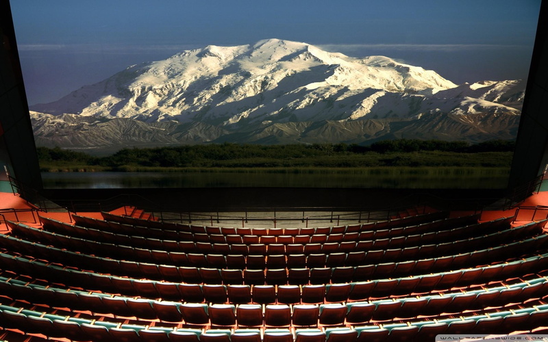 mountain, nature and landscapes, theater, nature, lake, s, cinema, 1080P, snow