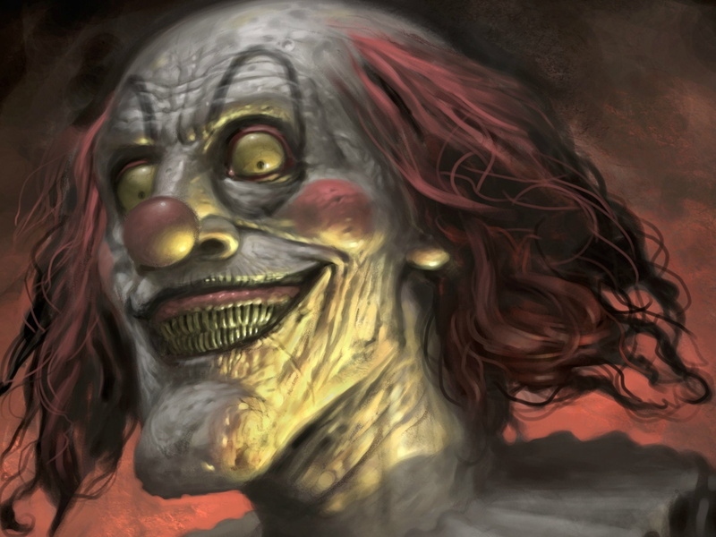 animal wildlife, day, 1080P, close-up, indoors, human representation, horror, art, animals in the wild, sculpture, creativity, no people, Evil, clown