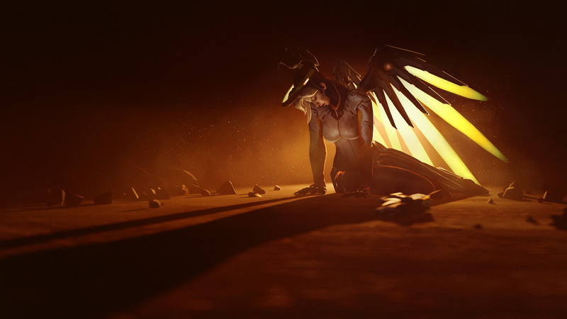 hero, Overwatch, wings, yuusha, game, girl, 1080P, angel, Mercy, blonde, oppai