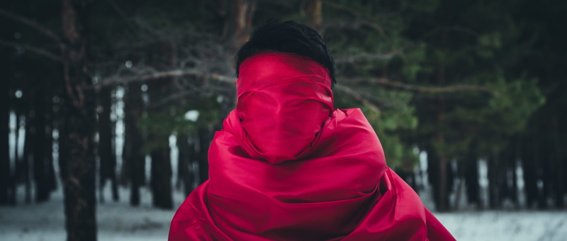 obscured face, land, 5K, unrecognizable person, analog, winter, women, red, outdoors, hood - clothing, vsco, kazakhstan, warm clothing, nikon, plant, focus on foreground