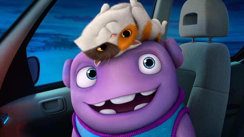 Home, character, cartoon, riding, ohm, car, 4K, Best Animation Movies of 2015, cat