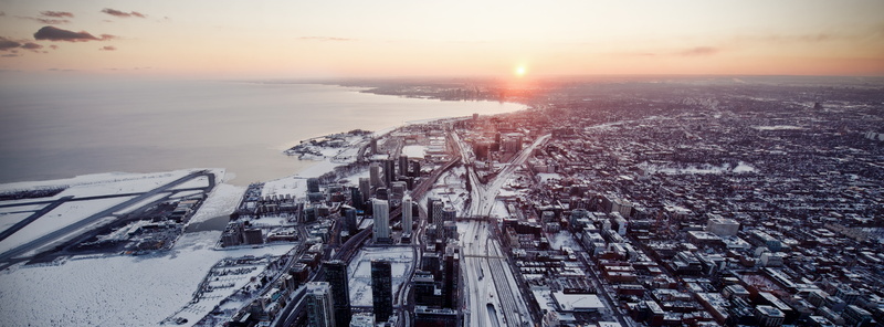 beauty in nature, aerial view, 5K, Canada, environment, Toronto, ice, Wide, building exterior, scenics - nature, outdoors, view, cold temperature, landscape