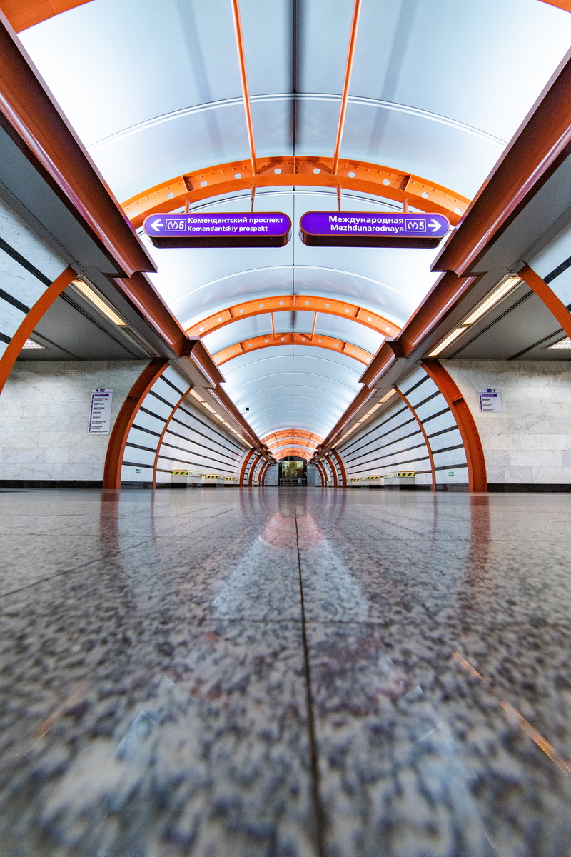 built structure, building, direction, flooring, metro, russia, the way forward, banister, gray, absence, indoors, lighting equipment, metal, no people